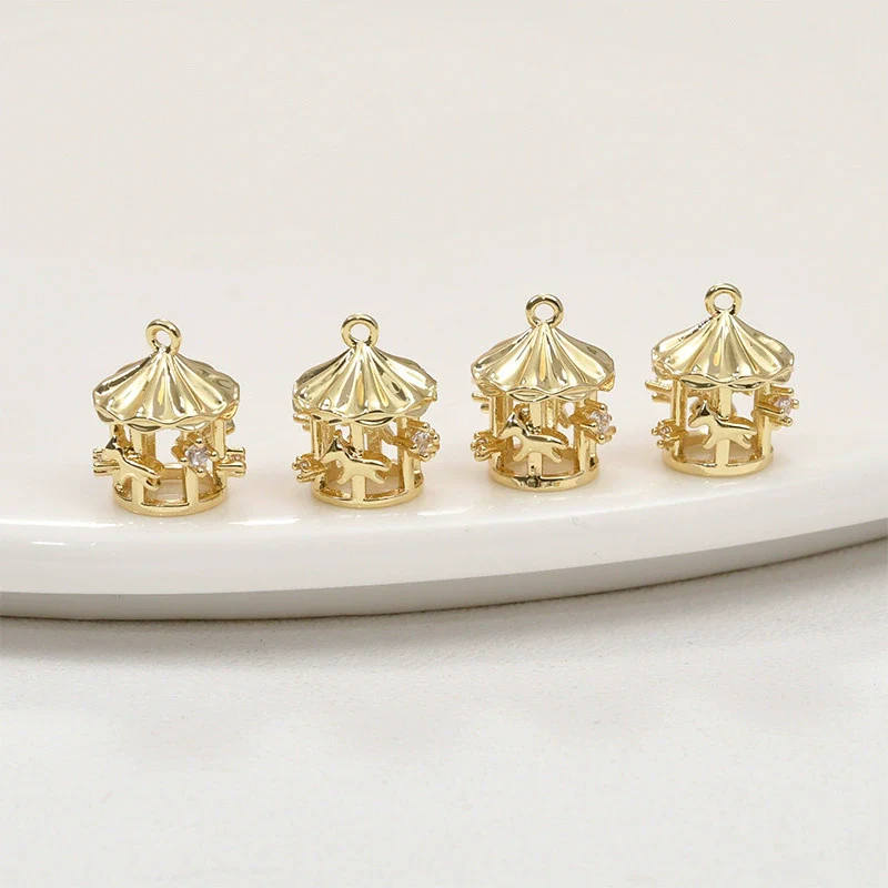 Copper Electroplated Geometric Zircon Carousel Box Jewelry Pendant Accessories - Image 8