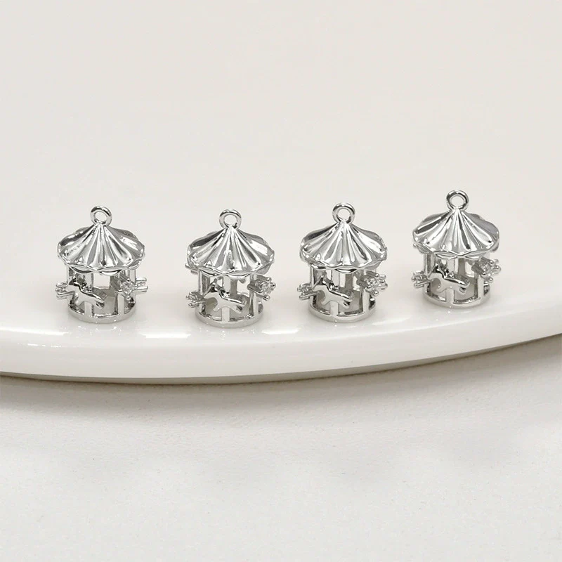 Copper Electroplated Geometric Zircon Carousel Box Jewelry Pendant Accessories - Image 9