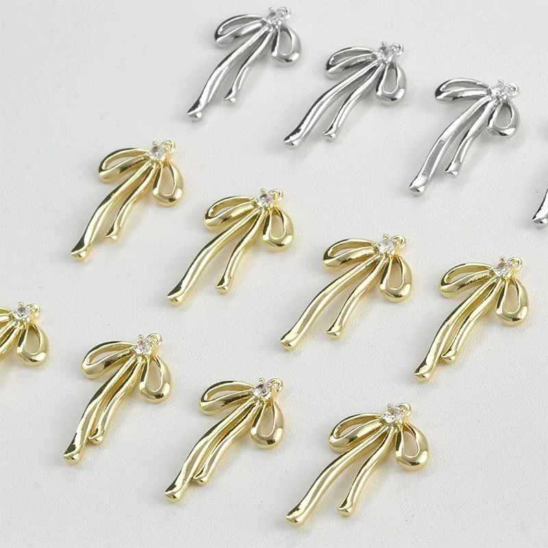Copper Electroplated Long Bow Diamond Pendant Jewelry Accessories - Image 5