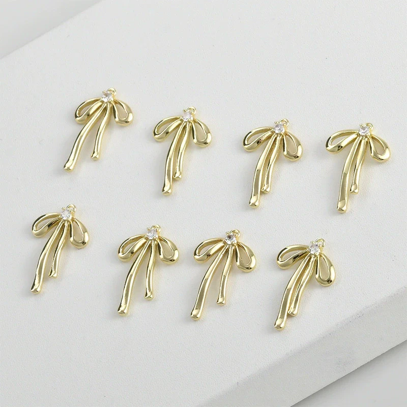 Copper Electroplated Long Bow Diamond Pendant Jewelry Accessories - Image 6