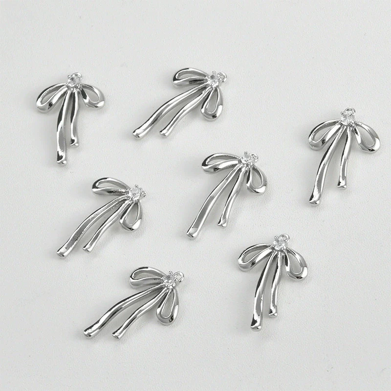 Copper Electroplated Long Bow Diamond Pendant Jewelry Accessories - Image 7