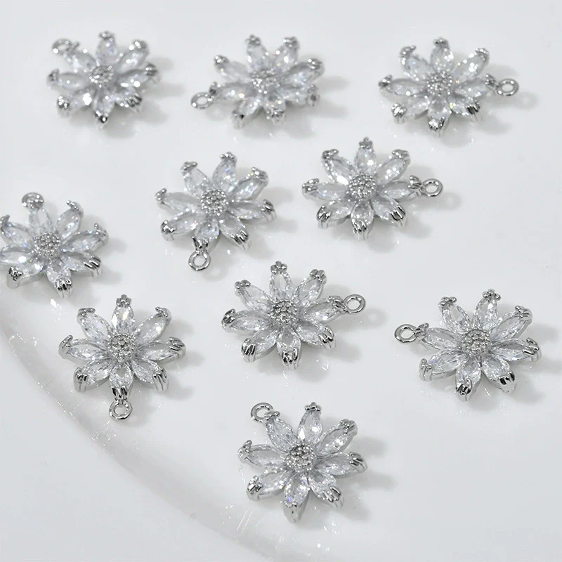 Copper Electroplated Zircon Daisy Flower Pendant Bracelet Necklace Accessories - Image 14