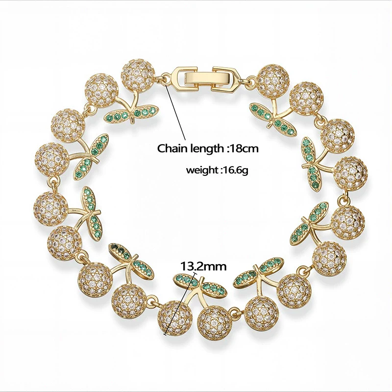 Copper Fruit And Flower Patterned Bracelet With Zirconia For Women - Image 4