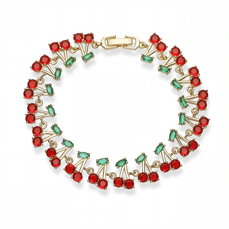 Copper Fruit And Flower Patterned Bracelet With Zirconia For Women - Image 5