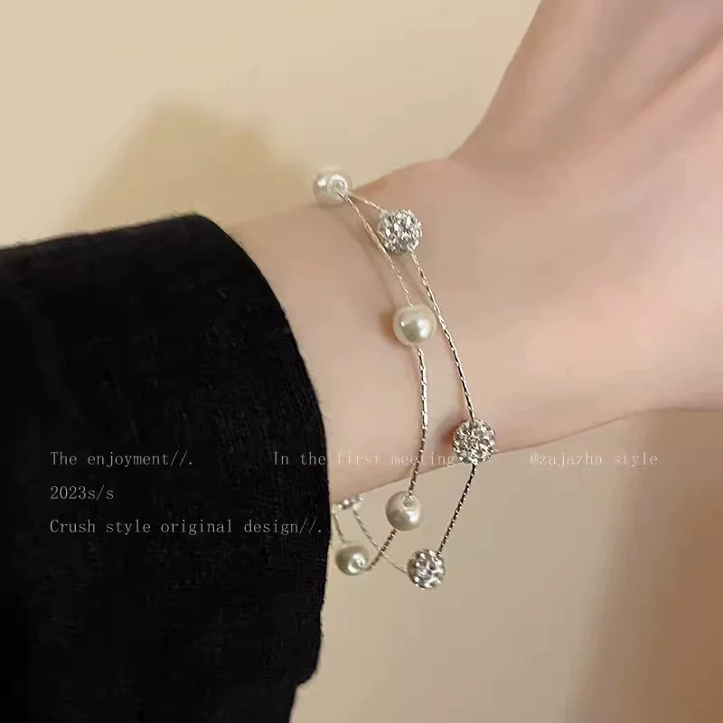 Copper Geometric Doublelayer Stacked Electroplated Women's Bracelet - Image 2
