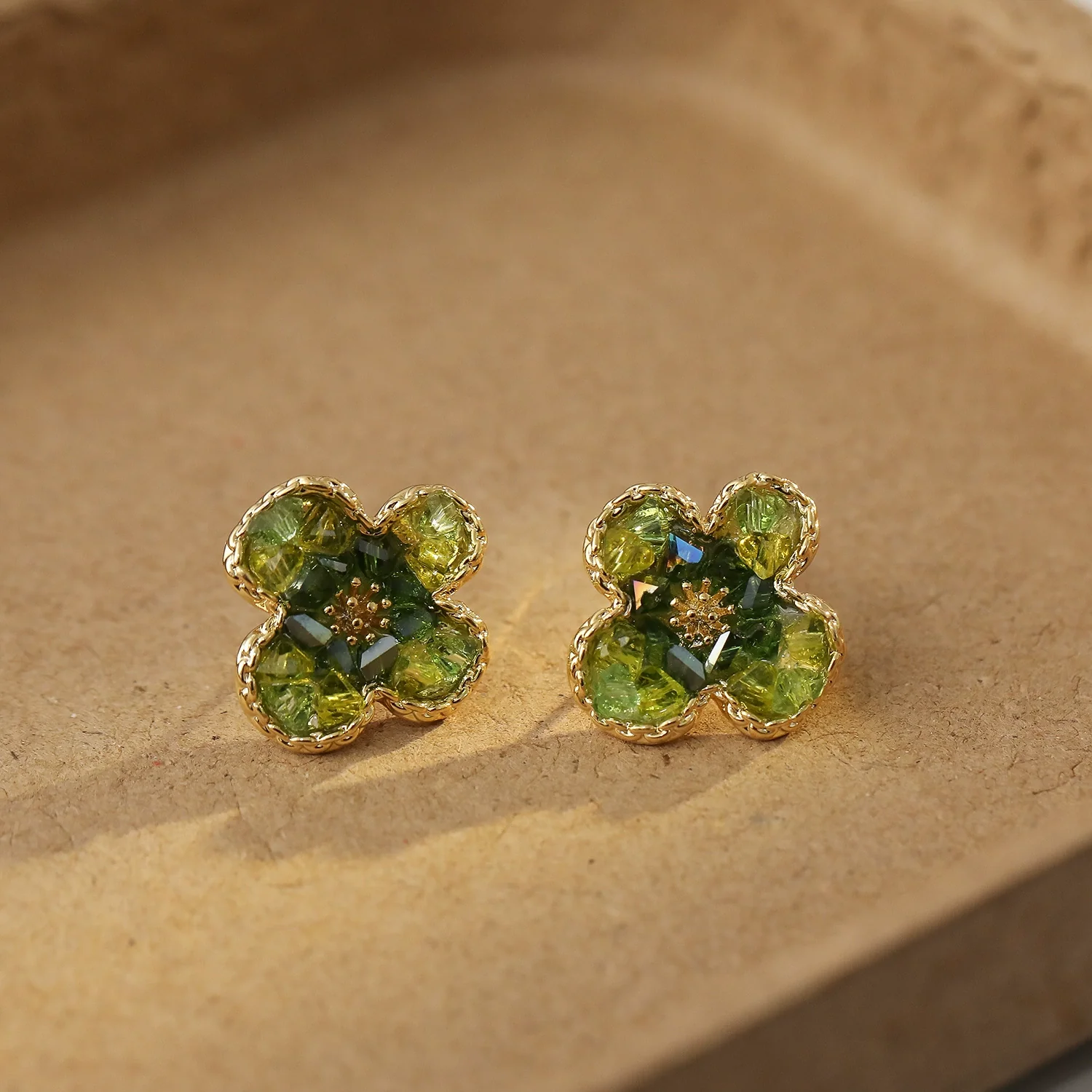 Copper Geometric Flower Electroplated Women's Earrings - Image 7