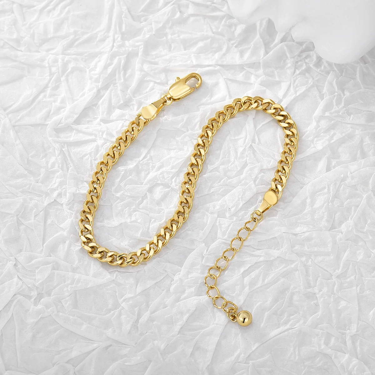 Copper Gold Plated Geometric Unisex Chain Bracelet With Electroplating