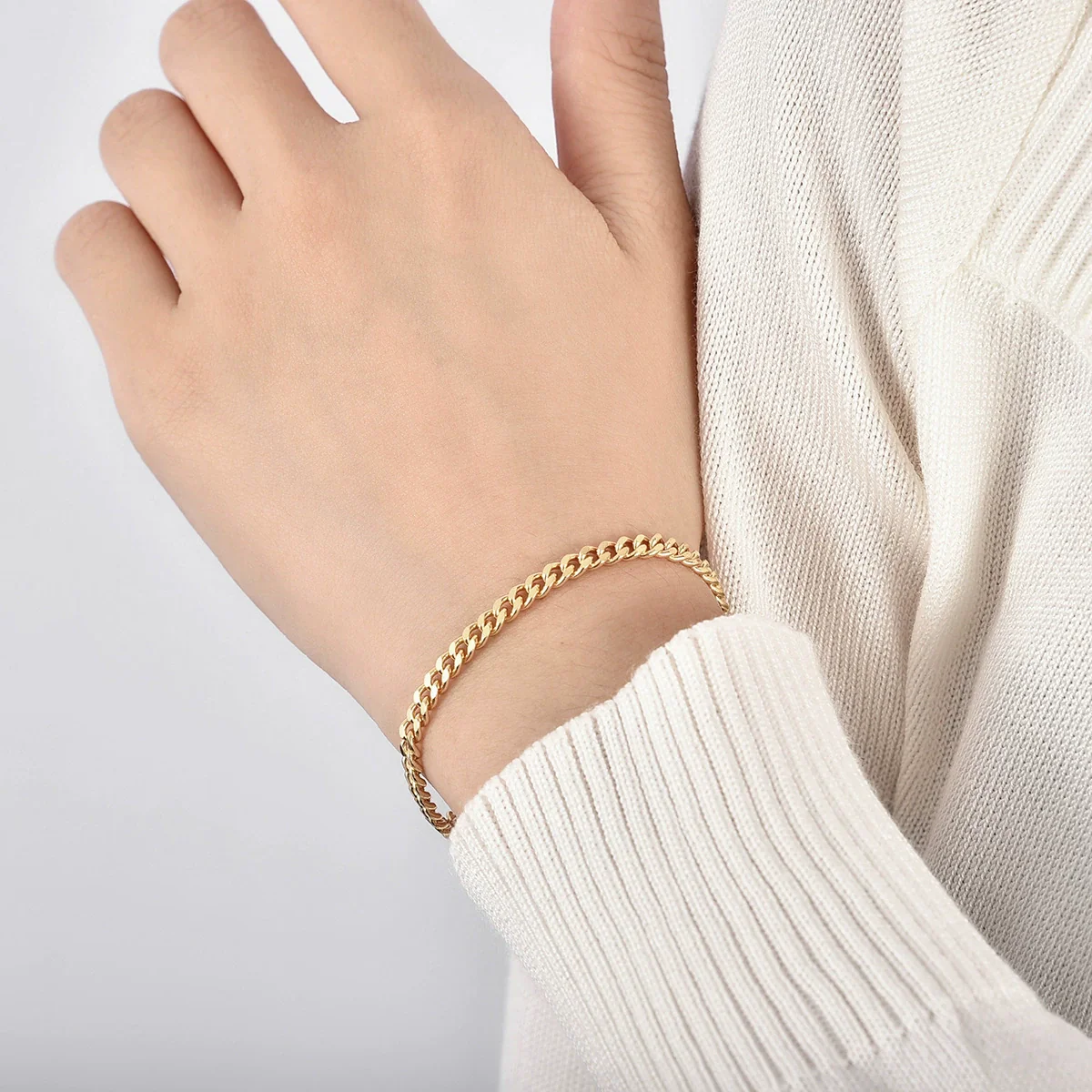 Copper Gold Plated Geometric Unisex Chain Bracelet With Electroplating - Image 2