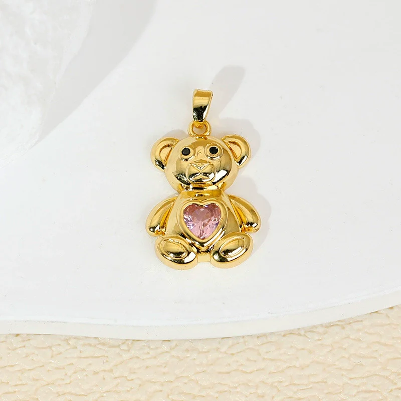 Copper Heartshaped Bear Pendant Jewelry With Animals Zodiac Pattern Electroplated Diy Accessories - Image 5
