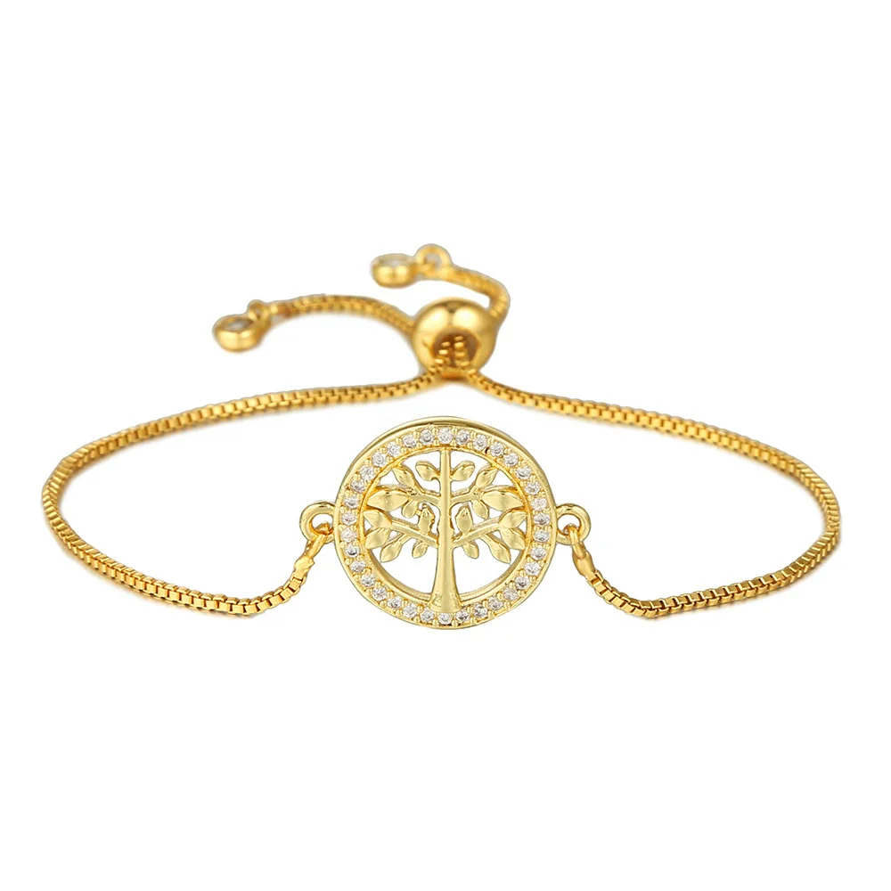 Copper Inlaid Zircon Electroplated Evil Eye And Heart World Tree Bracelet For Women And Unisex - Image 10