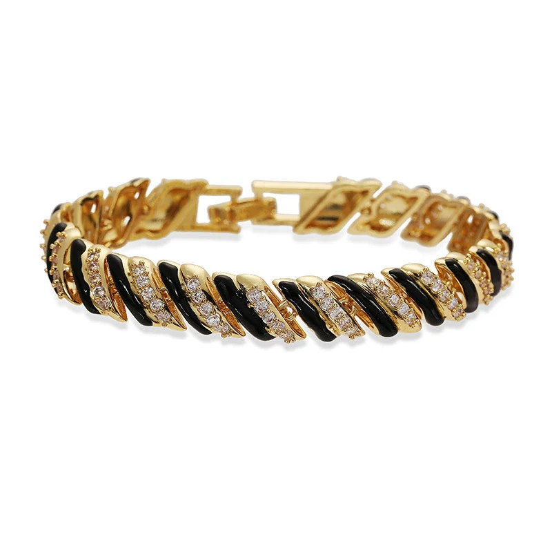 Copper Inlaid Zircon Snake Leopard Star Shaped Heart Geometric Personalized Hiphop Dripping Oil Bracelet For Women - Image 10