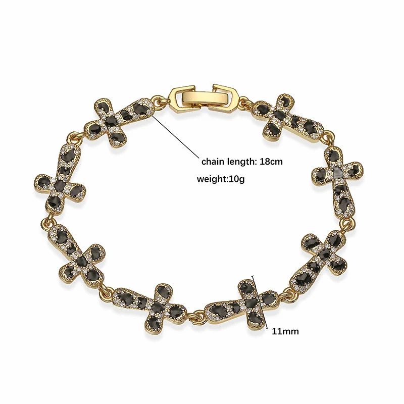 Copper Inlaid Zircon Snake Leopard Star Shaped Heart Geometric Personalized Hiphop Dripping Oil Bracelet For Women - Image 3