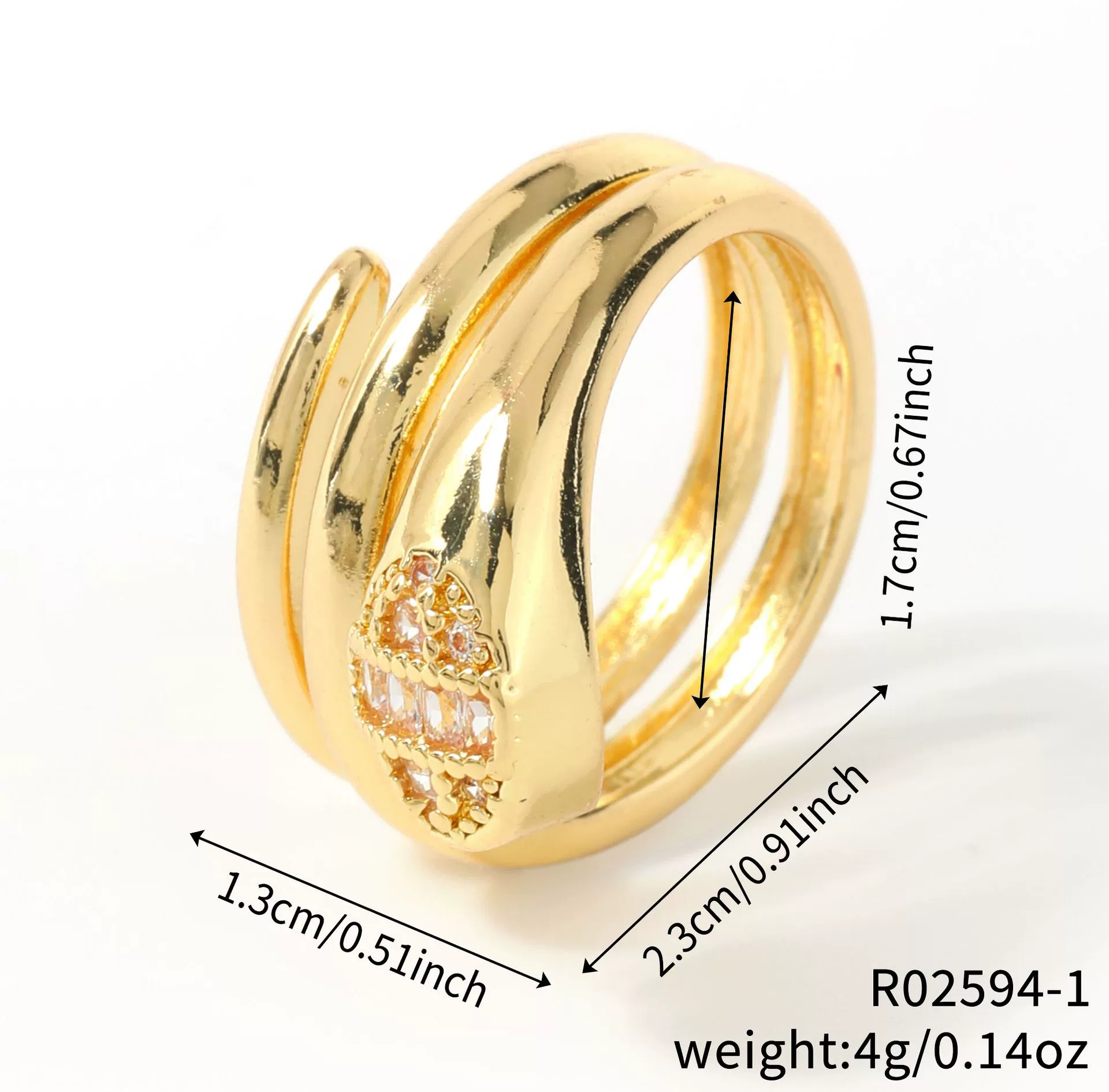 Copper Inlaid Zircon Snake Zodiac Open Ring Jewelry For Women - Image 6