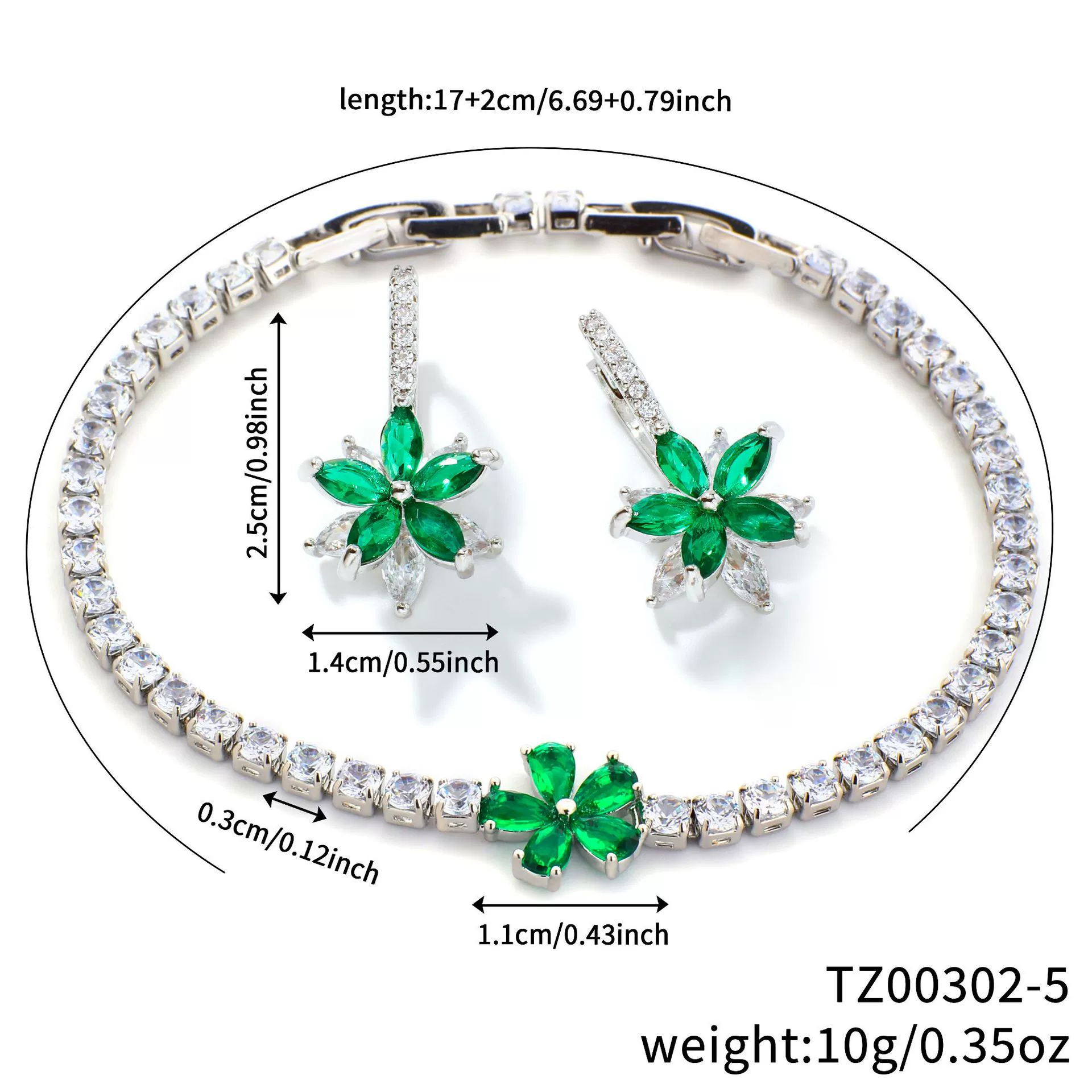 Copper Inlaid Zirconium Jewelry Set With Maple Leaf Petals And Flower Pattern Electroplated Design - Image 9