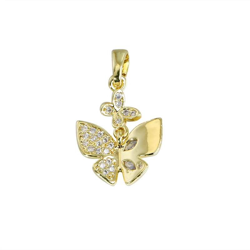 Copper Jewelry Accessories With Zircon Butterfly Pendant Inlaid Stone Electroplated Cartoon And Animal Style - Image 5