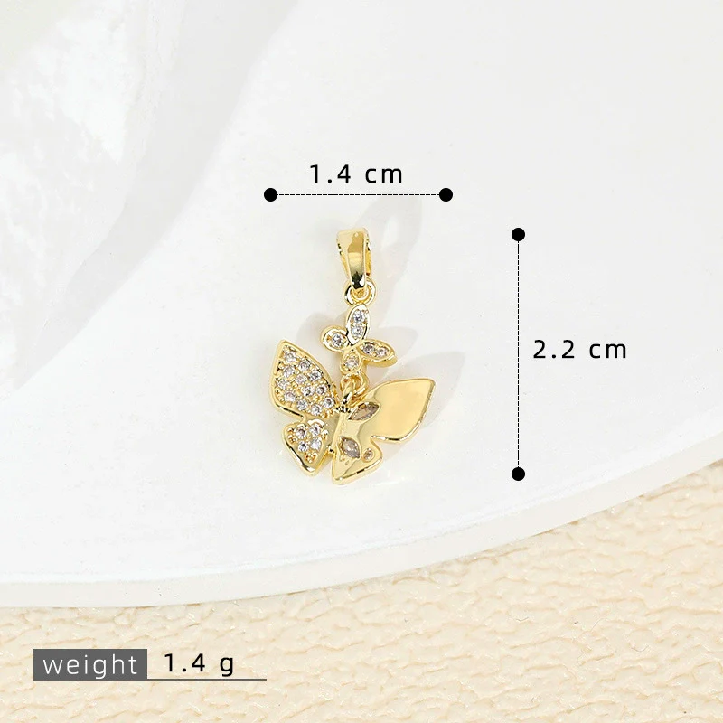 Copper Jewelry Accessories With Zircon Butterfly Pendant Inlaid Stone Electroplated Cartoon And Animal Style - Image 6