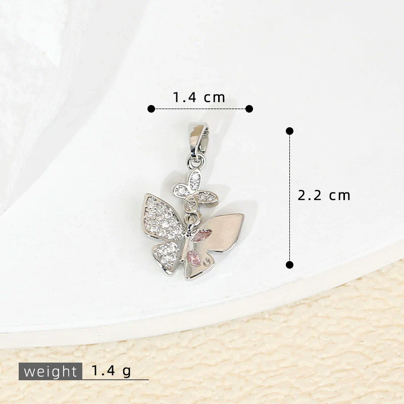 Copper Jewelry Accessories With Zircon Butterfly Pendant Inlaid Stone Electroplated Cartoon And Animal Style - Image 7