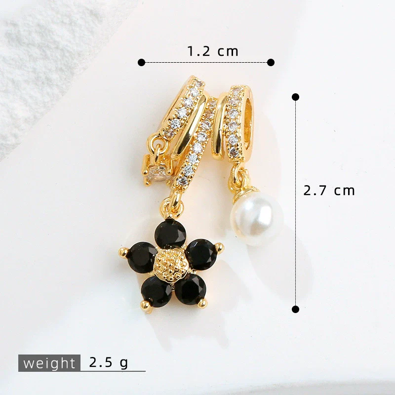 Copper Jewelry Diy Accessories Inlaid Zircon Tassel Spacer Beads Crystal Necklace Bracelet Electroplated Minimalist Plants Flowers Style - Image 18