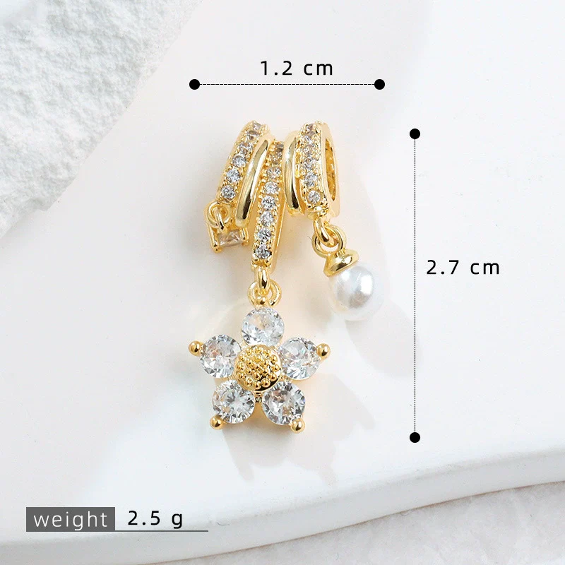 Copper Jewelry Diy Accessories Inlaid Zircon Tassel Spacer Beads Crystal Necklace Bracelet Electroplated Minimalist Plants Flowers Style - Image 20