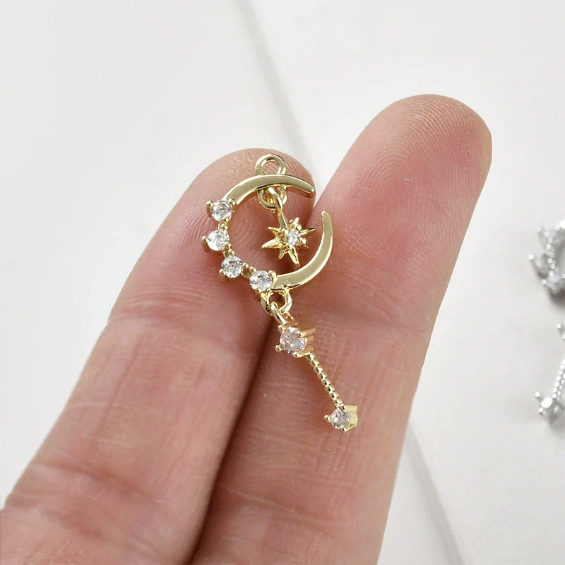 Copper Jewelry With Moon Star Inlaid Zircon Electroplated Pendant Accessories - Image 2