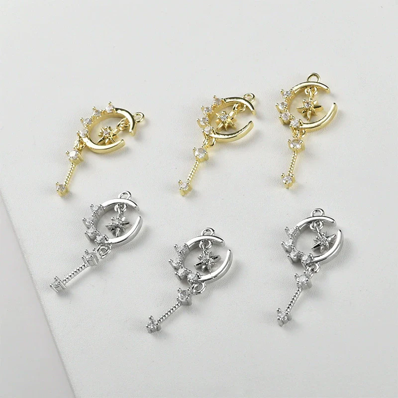 Copper Jewelry With Moon Star Inlaid Zircon Electroplated Pendant Accessories - Image 4