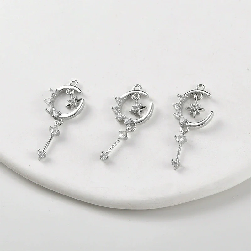 Copper Jewelry With Moon Star Inlaid Zircon Electroplated Pendant Accessories - Image 7