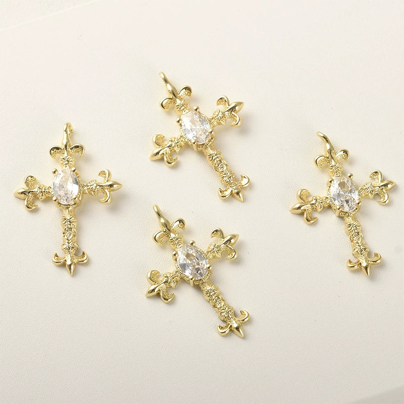 Copper Material Guardian Cross Inlaid With Zircon Electroplated Handmade Jewelry Accessories Pendant Bracelet Necklace Earrings - Image 8