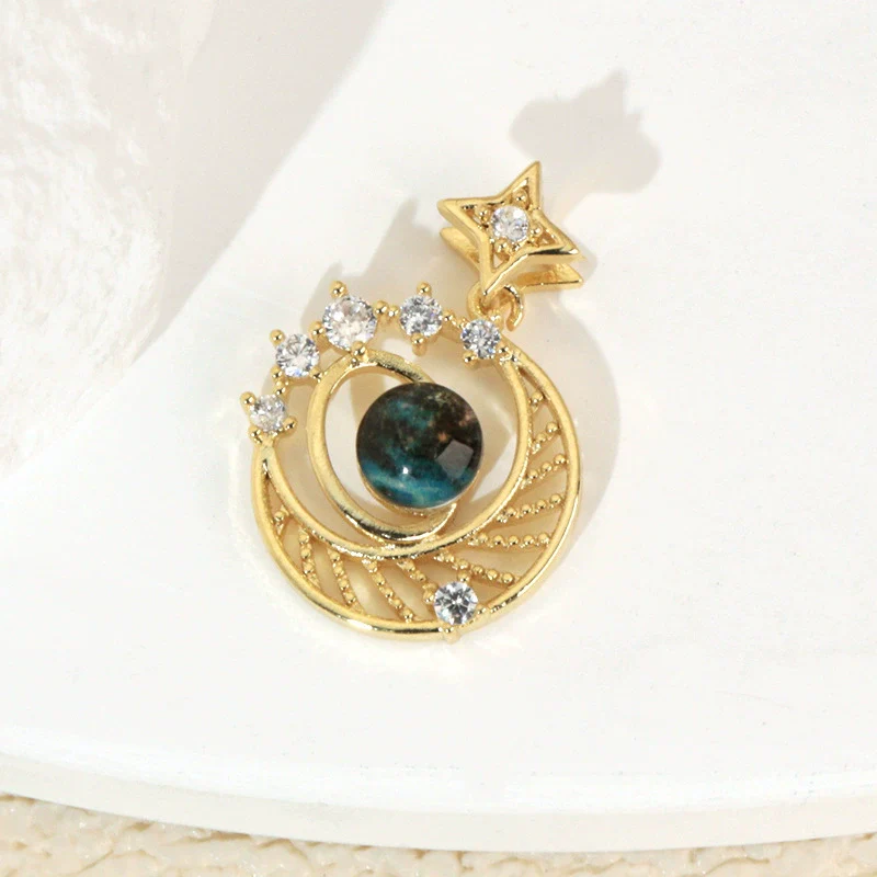 Copper Microinlaid Fantasy Planet Star Sun Moon Constellation Heart Shape Animal Zodiac Electroplated Necklace Pendant - Image 5