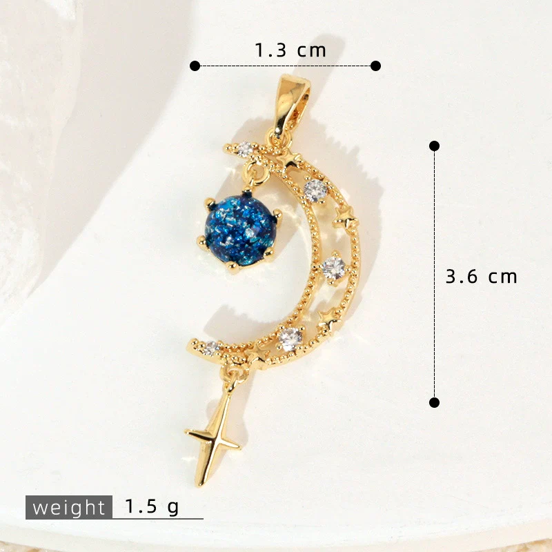 Copper Microinlaid Fantasy Planet Star Sun Moon Constellation Heart Shape Animal Zodiac Electroplated Necklace Pendant - Image 9