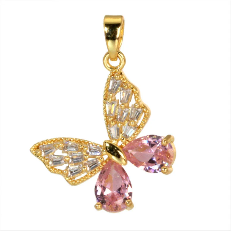 Copper Micropaved Animal Butterfly Pendant Necklace With Cartoon Style - Image 5