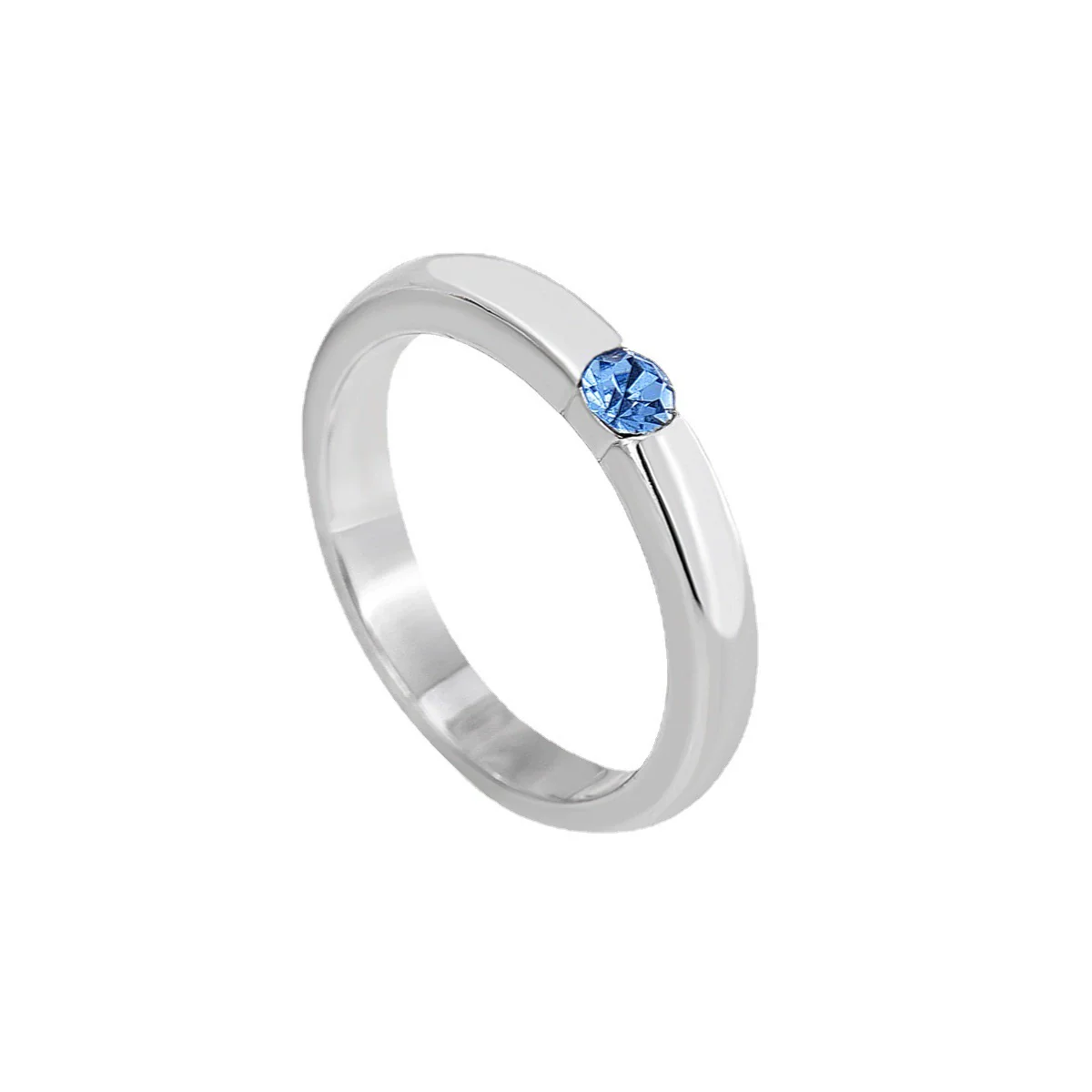 Copper Plated Platinum Women's Geometric Ring With Single Diamond - Image 5