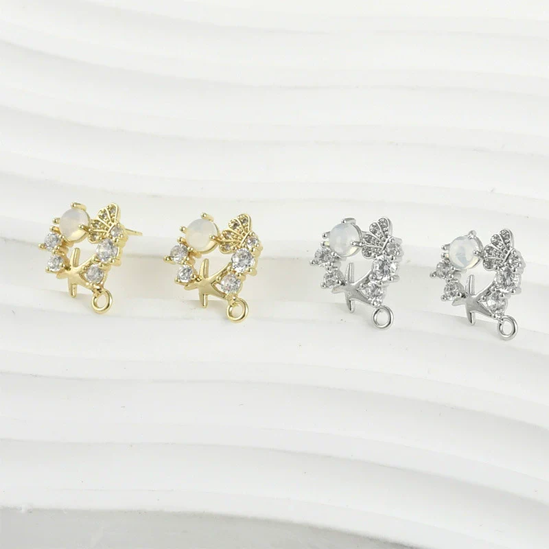 Copper Starfish Shell Electroplated Zircon Earrings Set Accessories - Image 5