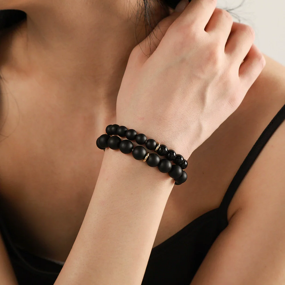 Couple Bracelet Stone Black Onyx Trendy Simple Design Unisex - Image 3
