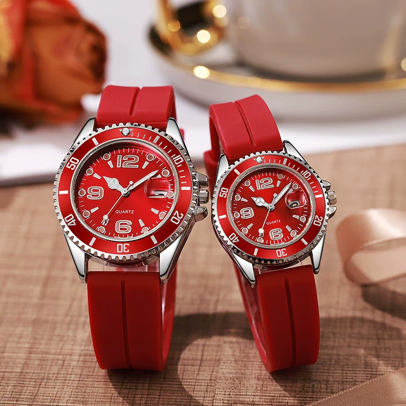 Couple Fashion Sports Silicone And Alloy Quartz Watch Round Dial Life Waterproof Stainless Steel Buckle - Image 2