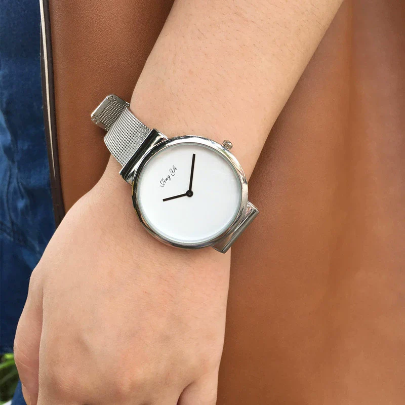 Couple Metal Alloy Belt Chain Watch Round Dial Retro Simple Leisure Style - Image 3