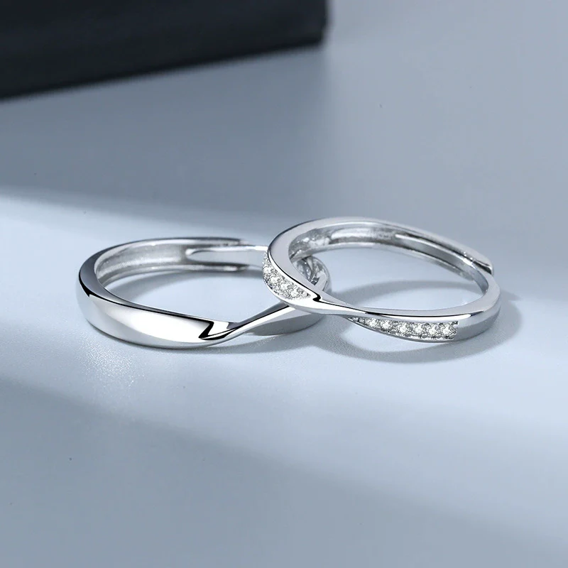 Couple Mobius Ring Sterling Silver Geometric Electroplating Style - Image 4