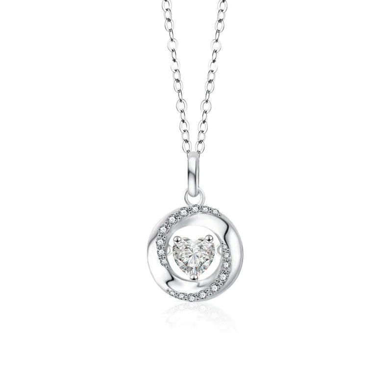 Couple Necklace S925 Sterling Silver Moissanite Heartshaped Pendant With Cross Chain - Image 6