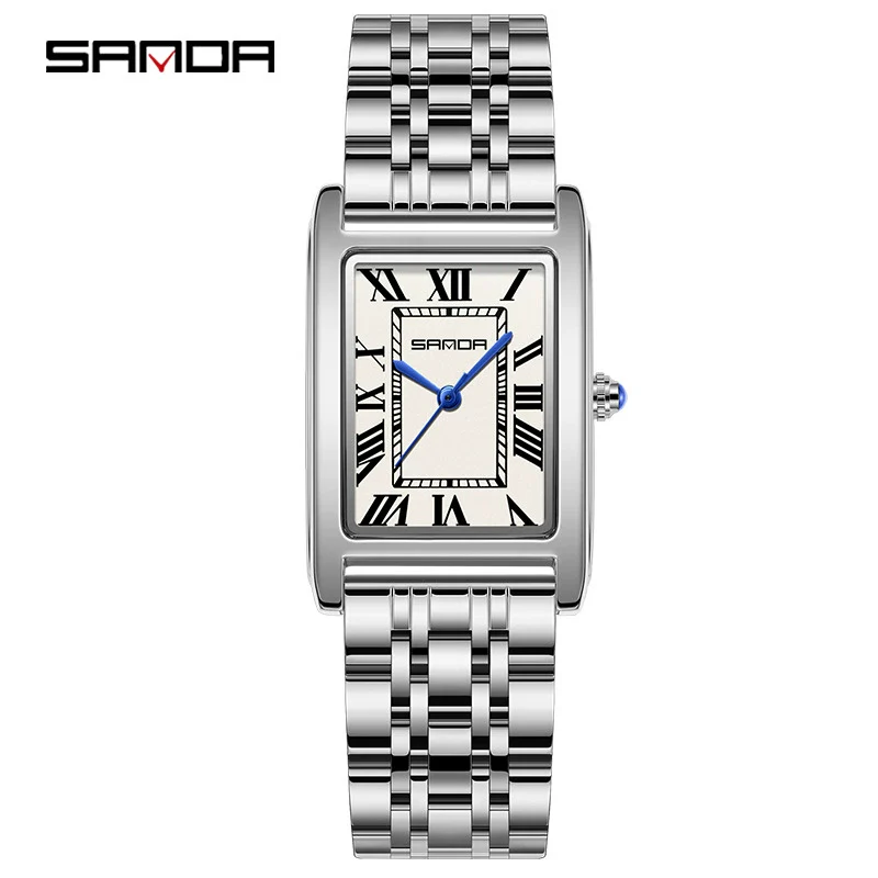 Couple Quartz Watch Square Alloy Alloy Case Steel Band Business Style Waterproof - Image 5