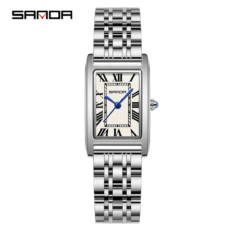 Couple Quartz Watch Square Alloy Alloy Case Steel Band Business Style Waterproof - Image 9