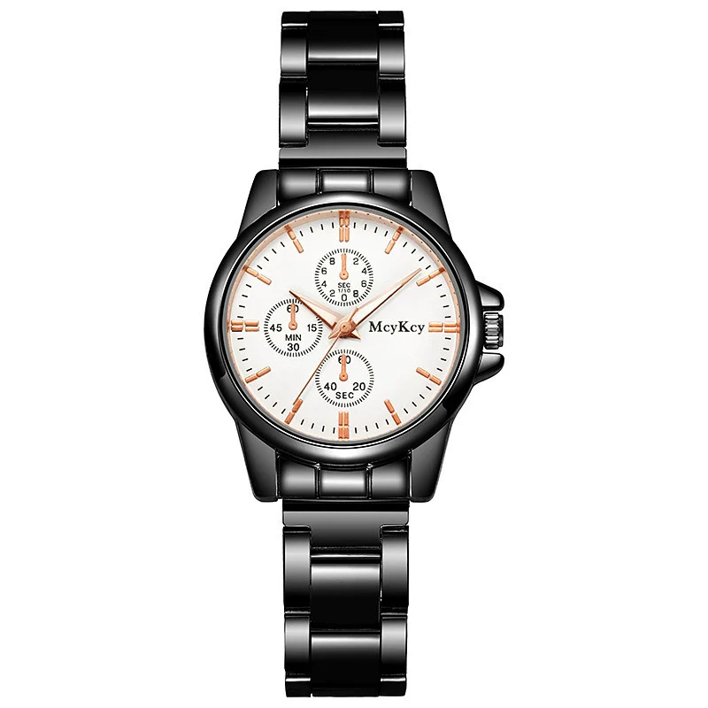 Couple Quartz Watches Alloy Case Fine Steel Strap Stainless Steel Buckle Round Dial Business Style - Image 11