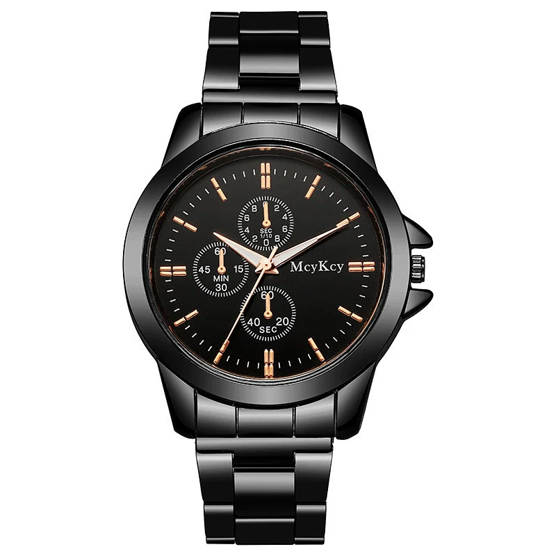 Couple Quartz Watches Alloy Case Fine Steel Strap Stainless Steel Buckle Round Dial Business Style - Image 6