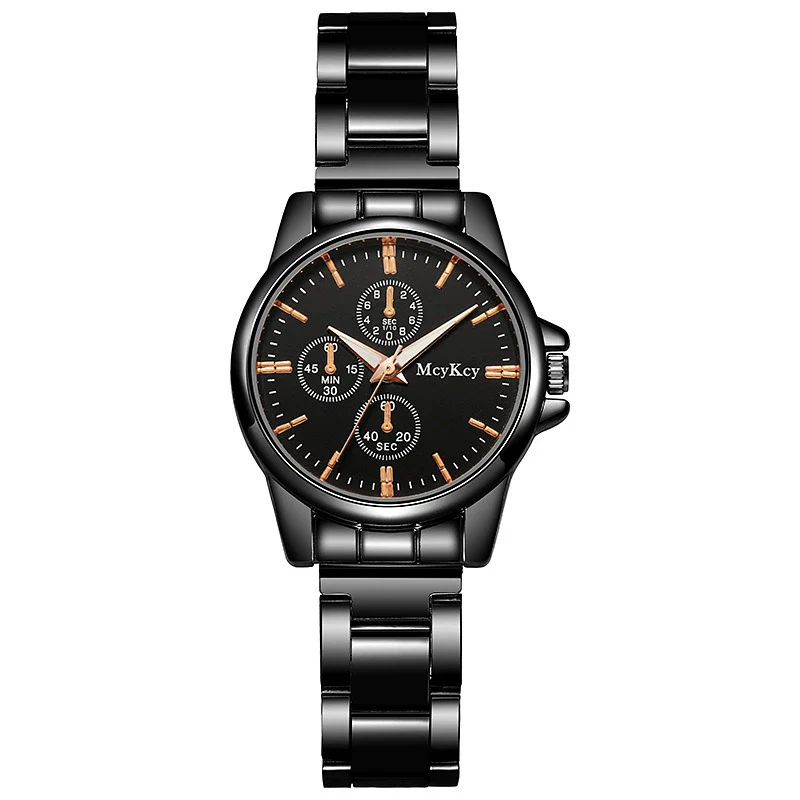 Couple Quartz Watches Alloy Case Fine Steel Strap Stainless Steel Buckle Round Dial Business Style - Image 7