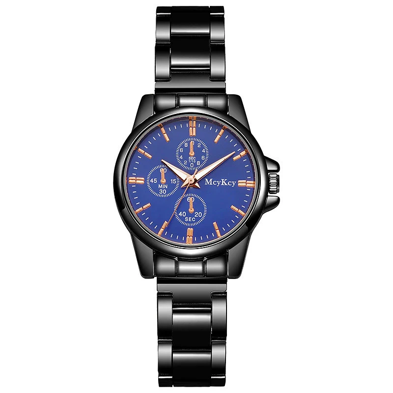 Couple Quartz Watches Alloy Case Fine Steel Strap Stainless Steel Buckle Round Dial Business Style - Image 9