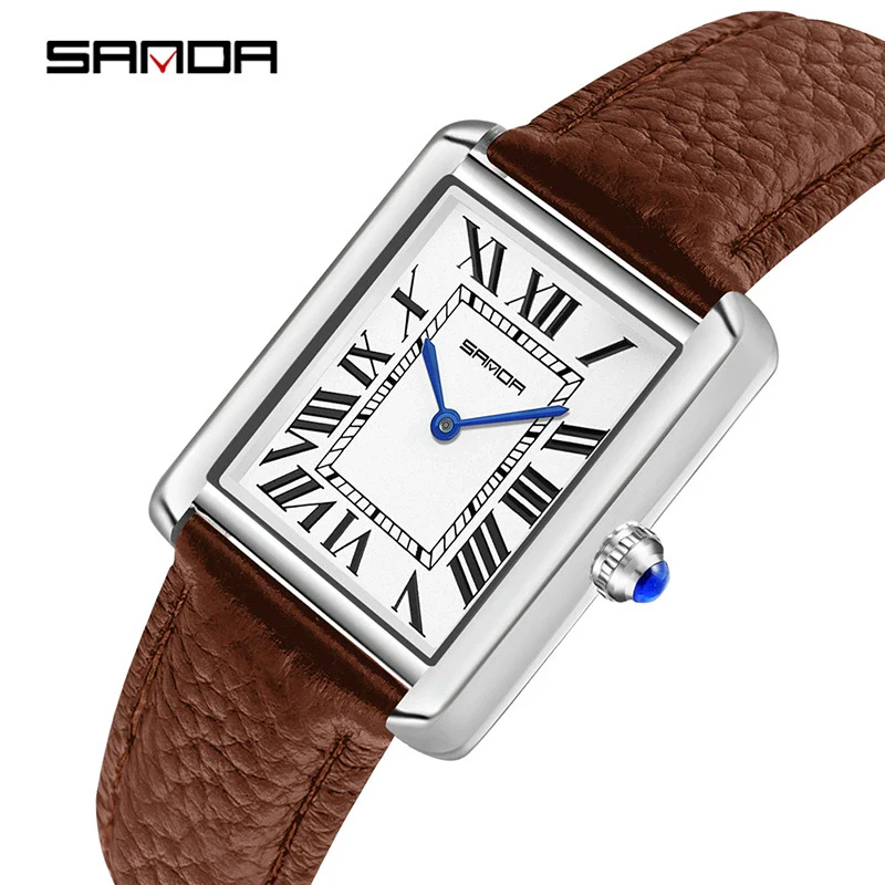 Couple Quartz Watches Square Zinc Alloy Case Mineral Tempered Glass Mirror Stainless Steel Buckle Casual Style Waterproof - Image 2