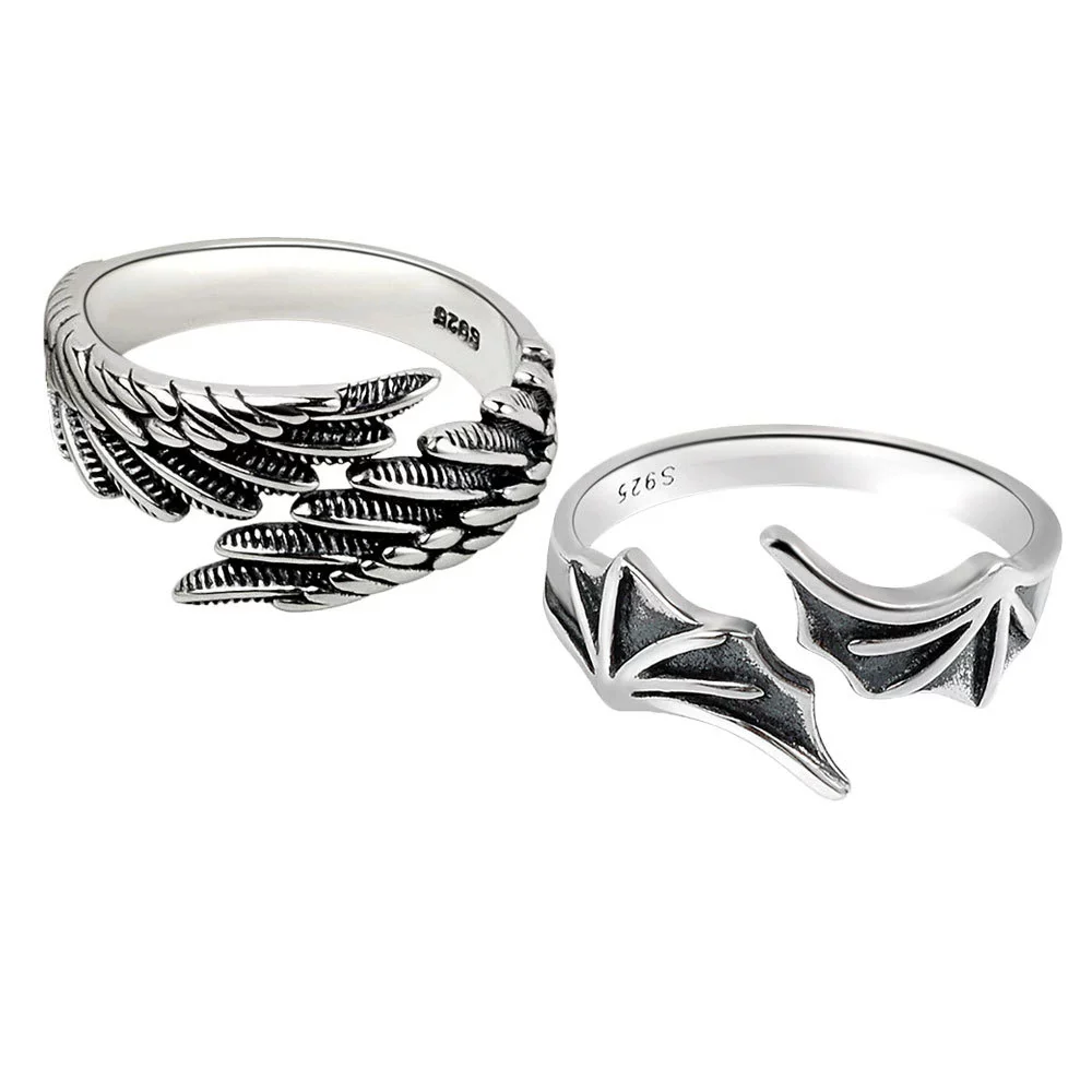 Couple Ring Angel And Devil Wings Retro Style Copper Electroplated - Image 5