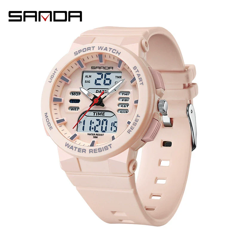 Couple Sports Watch Simple Dual Display Multifunction Luminous Waterproof Digital Watch With Abs Case Acrylic Mirror And Tpu Strap Round Dial - Image 9