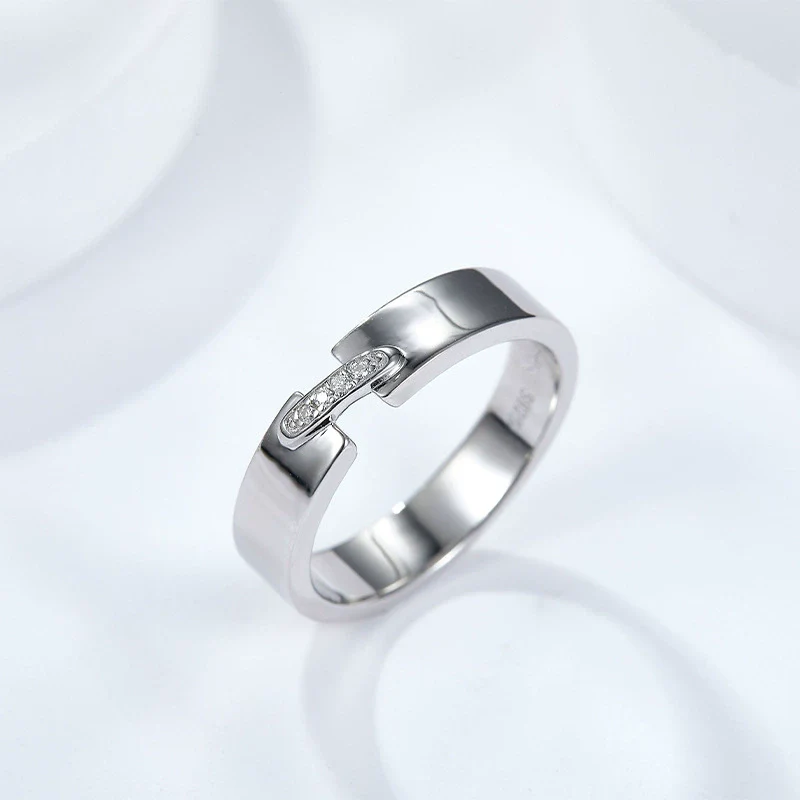 Couple Wedding Ring Silver Plated Synthetic Moissanite Round Star Pattern Simple Style - Image 4