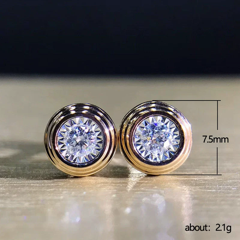 Couple's Copper Electroplated Geometric Pattern Inlaid Zircon Earrings - Image 4