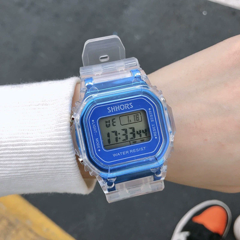 Couple's Electronic Watch Plastic Case Silicone Strap Square Dial Simple Fashionable