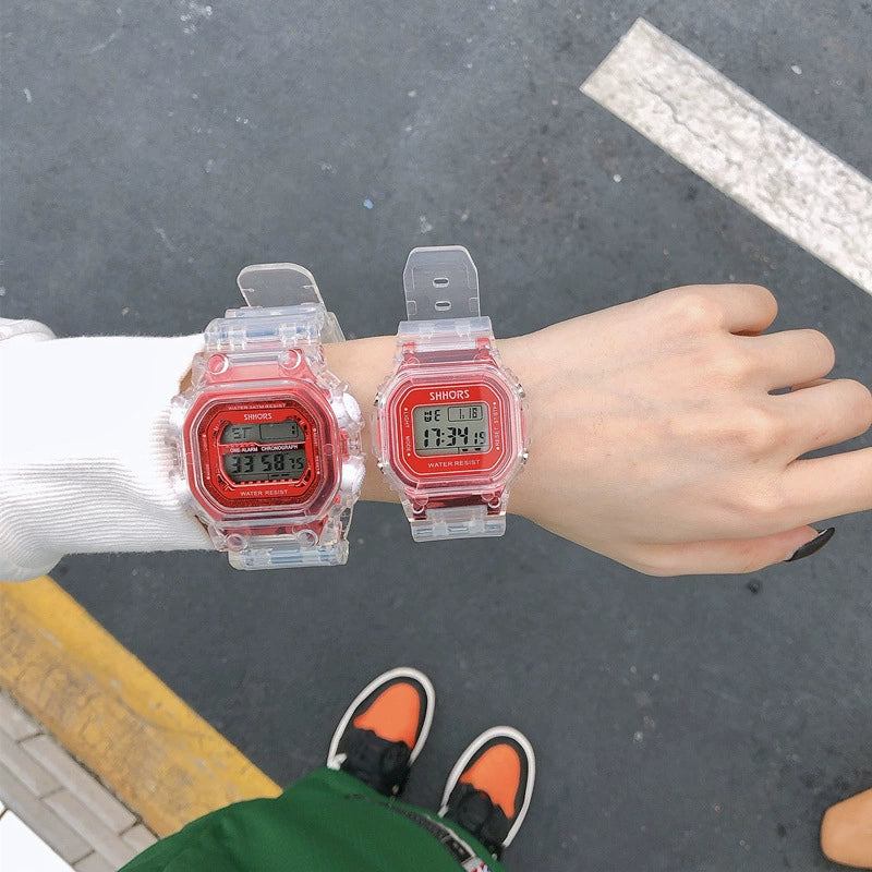 Couple's Electronic Watch Plastic Case Silicone Strap Square Dial Simple Fashionable - Image 2